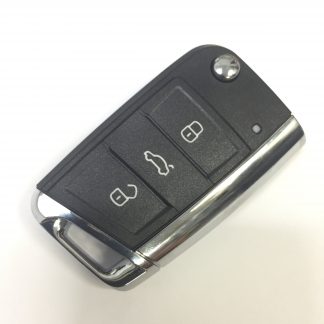 3 BUTTON VOLKSWAGEN MQB REMOTE CASE HU162. (CHROME EDGE)